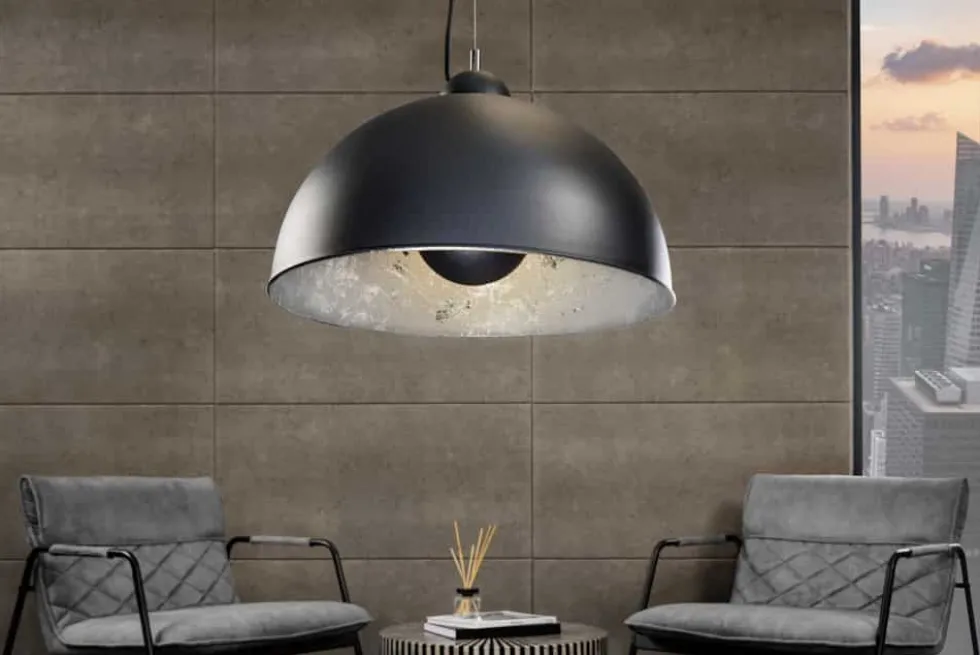 Industrial Design Hängelampe STUDIO 55m schwarz Blattsilber-Optik Hängeleuchte