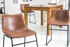 Industrial Design Stuhl DJANGO vintage braun mit Eisengestell