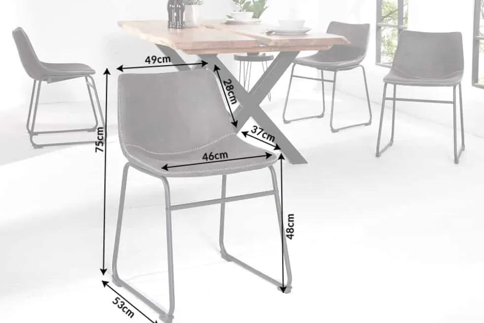 Industrial Design Stuhl DJANGO vintage grau mit Eisengestell