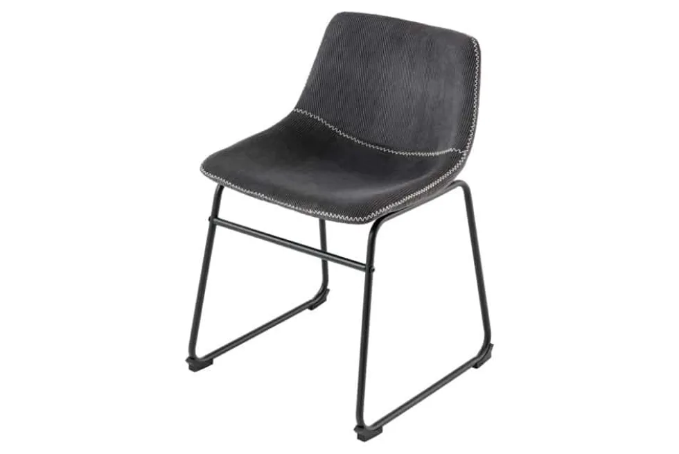 Industrial Design Stuhl DJANGO grau Cord mit Metallgestell