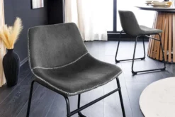 Industrial Design Stuhl DJANGO grau Cord mit Metallgestell