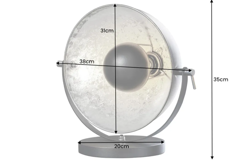Industrial Design Tischlampe STUDIO 40cm schwarz Blattsilber-Optik neigbarer Schirm