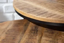 Industrial 2er Set Beistelltische ELEMENTS 60cm Mangoholz massiv rund schwarzes Metallgestell