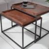 Industrial 2er Set Couchtisch ELEMENTS 60cm Mocha Buche abnehmbares Tablett