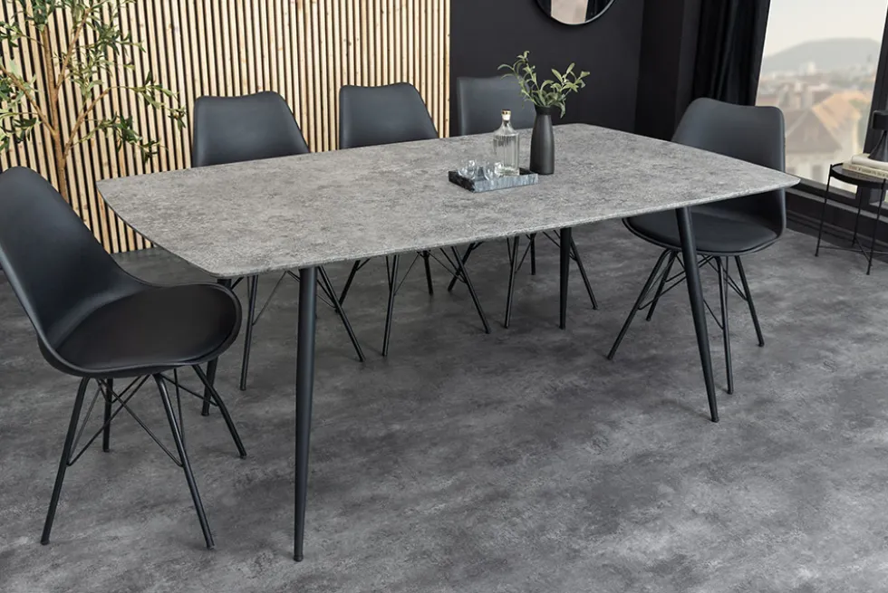 Industrial Esstisch APARTMENT 140cm grau Beton-Design schwarzes Metallgestell