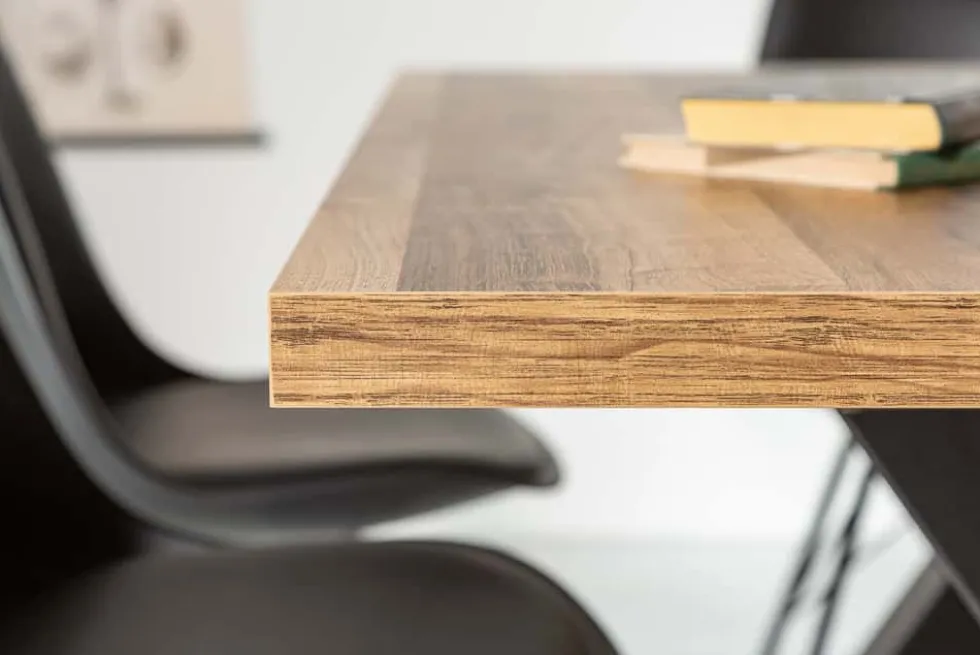 Industrial Esstisch MONTREAL 160cm natur schwarz Eichenholz-Design X-Gestell