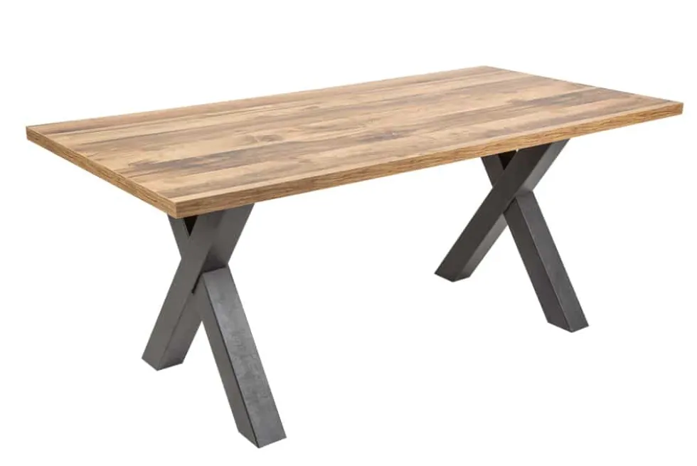 Industrial Esstisch MONTREAL 160cm natur schwarz Eichenholz-Design X-Gestell