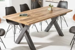 Industrial Esstisch MONTREAL 160cm natur schwarz Eichenholz-Design X-Gestell