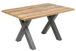 Industrial Esstisch MONTREAL 140cm natur schwarz Eichenholz-Design X-Gestell