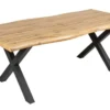 Industrial Esstisch WILD 200cm braun Wildeiche-Design Baumkante schwarz X-Gestell