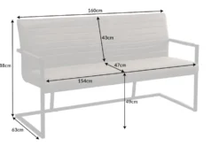 Industrial Freischwinger Bank LOFT 160cm taupe mit Armlehne