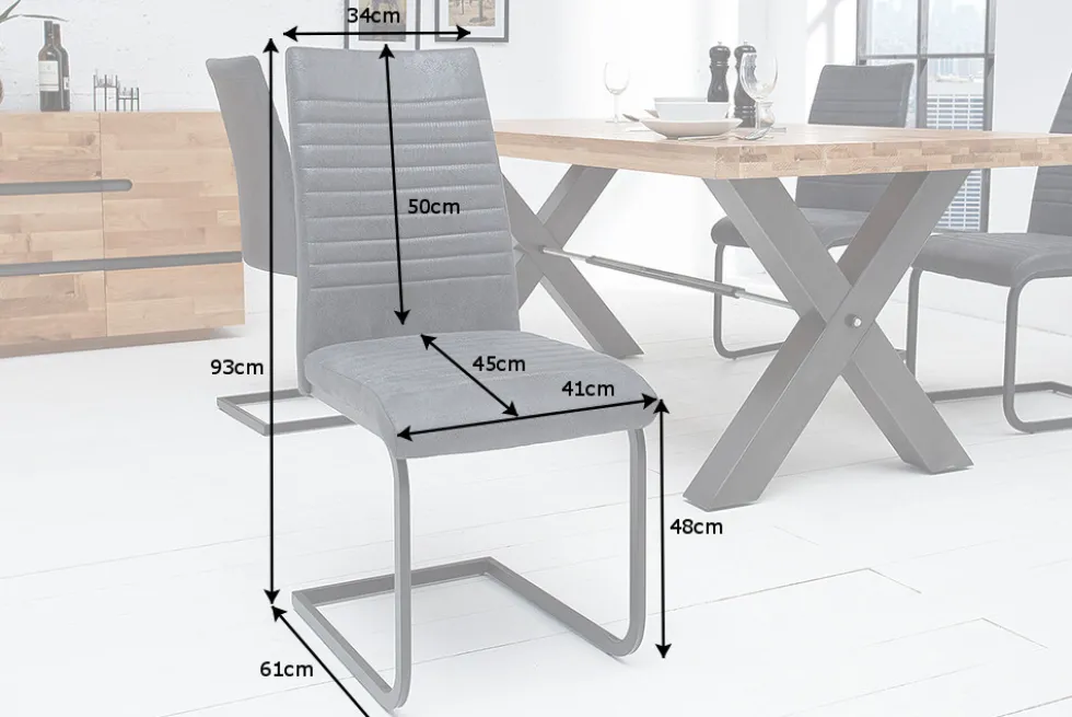 Industrial Freischwinger Stuhl APARTMENT antik grau mit Metallgestell