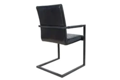 Industrial Freischwinger Stuhl LOFT antik schwarz Kunstleder mit Armlehne Eisengestell