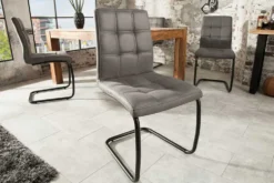 Industrial Freischwinger Stuhl MODENA vintage grau mit Ziersteppung