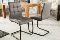 Industrial Freischwinger Stuhl MODENA vintage grau mit Ziersteppung