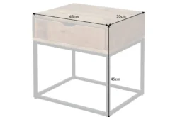 Industrial Nachttisch IRON CRAFT 45cm Mangoholz mit Schublade Beistelltisch