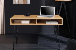 Industrial Schreibtisch STUDIO 110cm natur Eiche Laptoptisch Hairpin Legs Stauraum