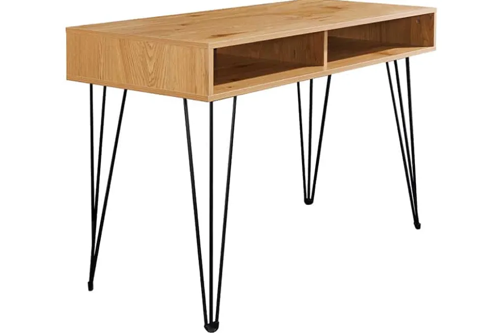 Industrial Schreibtisch STUDIO 110cm natur Eiche Laptoptisch Hairpin Legs Stauraum