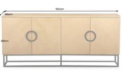 Industrial Sideboard GRANDEZZA 180cm natur Eiche schwarz Metall viel Stauraum