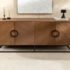 Industrial Sideboard GRANDEZZA 180cm natur Walnuss schwarz Metall viel Stauraum