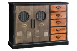 Industrial Sideboard NAUTILUS 105cm braun schwarz grau Pinienholz Metall Vintage-Look