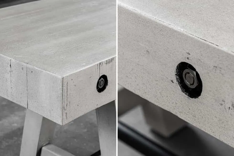 Industrial Sitzbank FINCA 200cm grau Pinie recyceltes Massivholz Eisen