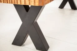 Industrial Sitzbank IRON CRAFT 200cm Mangoholz mit schwarzen X-Beinen
