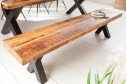 Industrial Sitzbank IRON CRAFT 160cm Mangoholz mit schwarzen X-Beinen