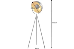 Industrial Stehlampe STUDIO 150cm schwarz Blattgold-Optik neigbarer Schirm