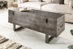 Industrial Truhenbank FACTORY LOFT 115cm Mangoholz grau Sitzbank