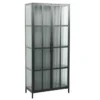 Industrial Vitrine DURA STEEL 180cm schwarz Metall Riffelglas Highboard