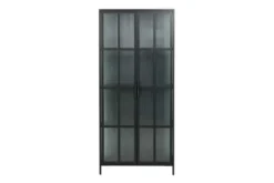 Industrial Vitrine DURA STEEL 180cm schwarz Metall Riffelglas Highboard
