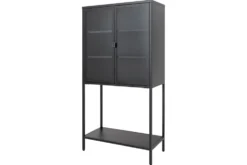 Industrial Vitrine DURA STEEL 150cm schwarz Metall Glas Highboard