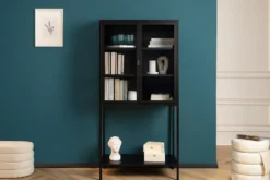 Industrial Vitrine DURA STEEL 150cm schwarz Metall Glas Highboard