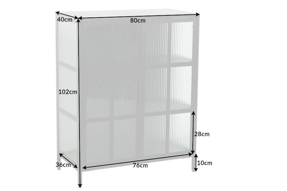 Industrial Vitrine DURA STEEL 80cm schwarz Metall Riffelglas