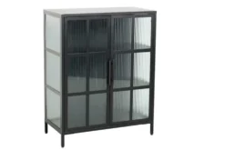 Industrial Vitrine DURA STEEL 80cm schwarz Metall Riffelglas
