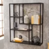 Industrial Wandregal SLIM LINE 90cm Esche schwarz fünf Regalböden