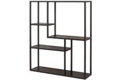 Industrial Wandregal SLIM LINE 90cm Esche schwarz fünf Regalböden