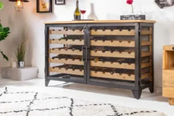 Industrial Weinschrank BODEGA 130cm recyceltes Pinienholz natur Weinregal für 55 Flaschen