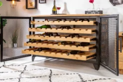 Industrial Weinschrank BODEGA 130cm recyceltes Pinienholz natur Weinregal für 55 Flaschen