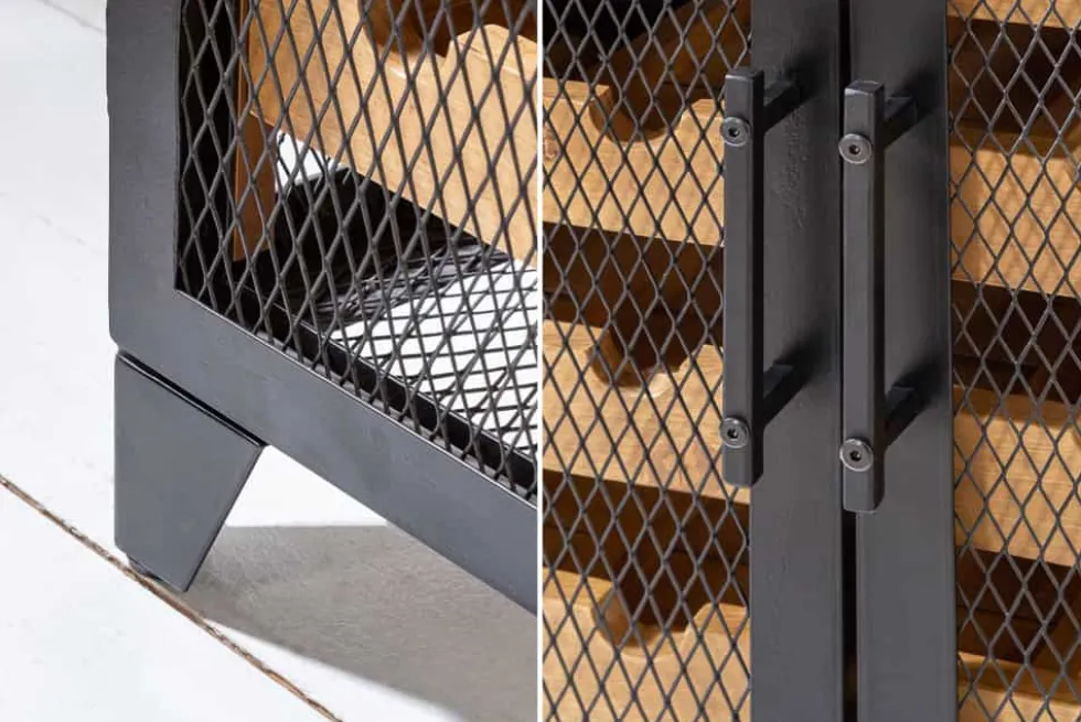 Industrial Weinschrank BODEGA 130cm recyceltes Pinienholz natur Weinregal für 55 Flaschen