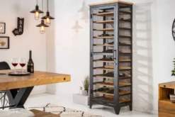 Industrial Weinschrank BODEGA 184cm recyceltes Pinienholz natur Weinregal für 72 Flaschen