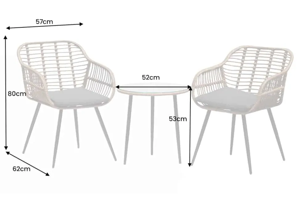 In- und Outdoor Bistro Balkon-Set PARIS braun Polyrattan Sitzgruppe wetterfest mit Tisch