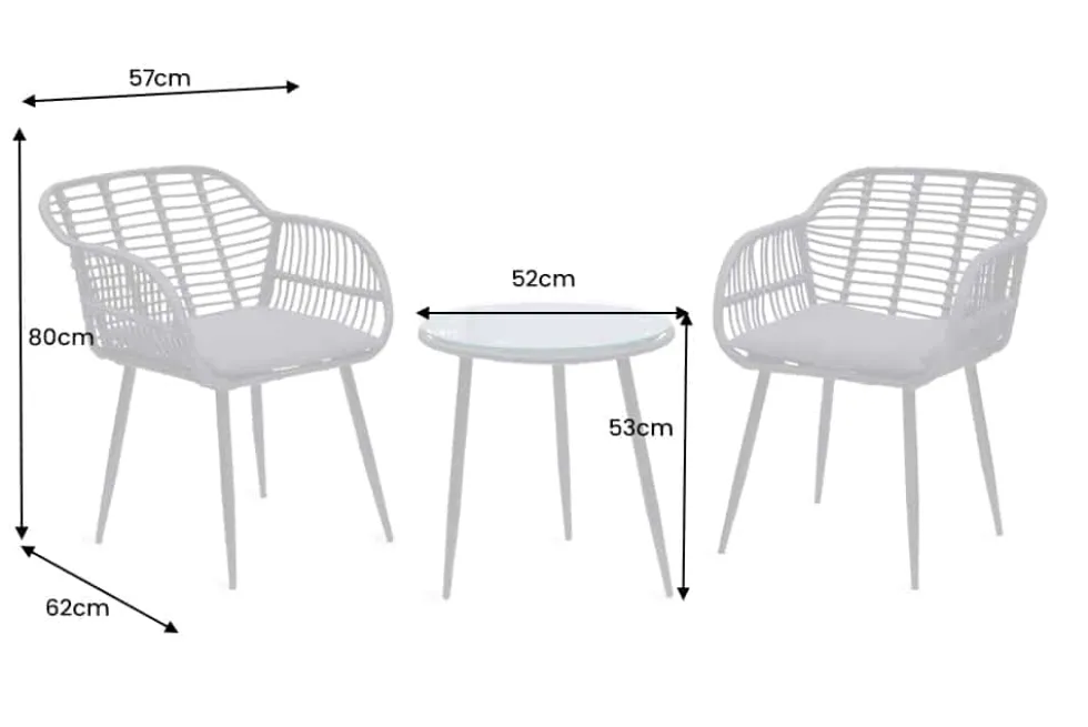 In- und Outdoor Bistro Balkon-Set PARIS schwarz Polyrattan Sitzgruppe inkl. Tisch