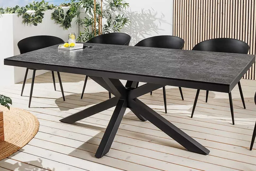 In- und Outdoor Esstisch GALAXIE 200cm anthrazit Keramik Aluminium wetterfest