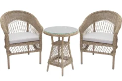In- und Outdoor Garten-Set ELYSEE natur taupe Polyrattan Aluminium inkl. Tisch Kissen
