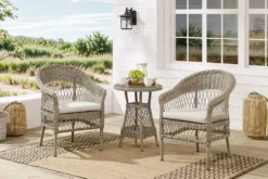 In- und Outdoor Garten-Set ELYSEE natur taupe Polyrattan Aluminium inkl. Tisch Kissen