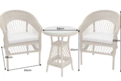 In- und Outdoor Garten-Set ELYSEE natur taupe Polyrattan Aluminium inkl. Tisch Kissen