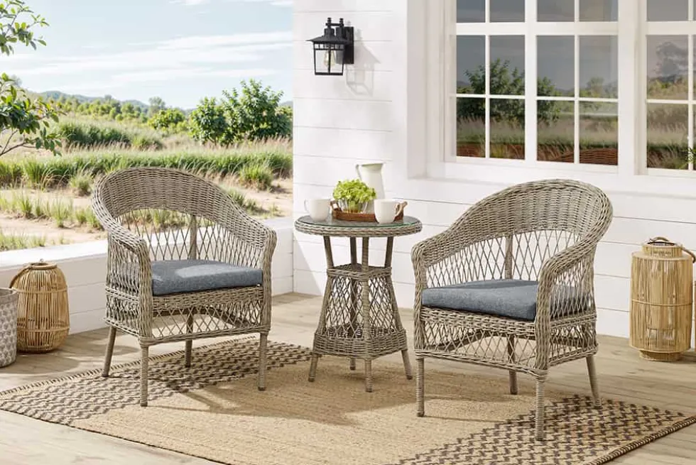 In- und Outdoor Garten-Set ELYSEE natur grau Polyrattan Aluminium inkl. Tisch Kissen
