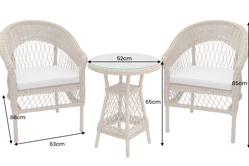 In- und Outdoor Garten-Set ELYSEE natur grau Polyrattan Aluminium inkl. Tisch Kissen